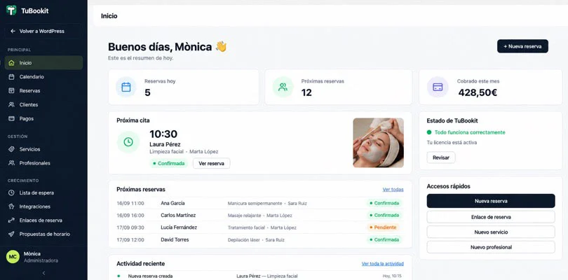 plataforma tubookit – general Plugin de reservas para wordpress